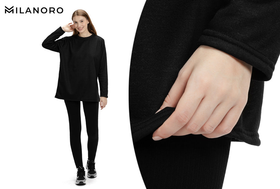 Milanoro kuschelige Fleece-Tunika - Schwarz - XXL