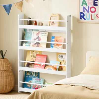 SoBuy Kinderbücherschrank – 4 Einlegeböden – 80 x 12 x 118 cm – Weiß
