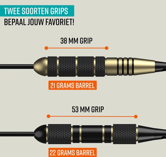 Napi Darts - 6 Darts (64-teilig) - 23, 24, 25, 26 Gramm Darts - 2 Sets Premium Messing Darts - Stahlspitze - Inklusive Dart Flights & Koffer