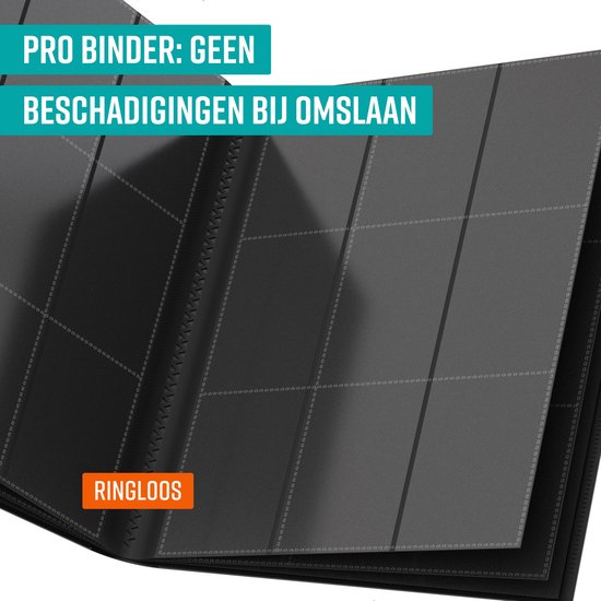 NAPI Sammelmappe 360 Karten - Profi-Bindemappe für Karten - Sammelkartenmappe - 9 Fächer - Premium-Kartenmappe - 20 Seiten - A4-Format - Schwarz