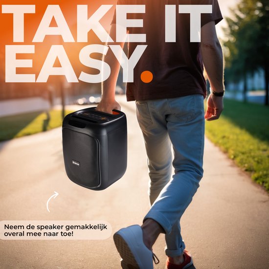 Denver - BPS165 - Bluetooth Party Lautsprecher - Discolichter - inkl. Fernbedienung - Mikrofonanschluss - Schwarz