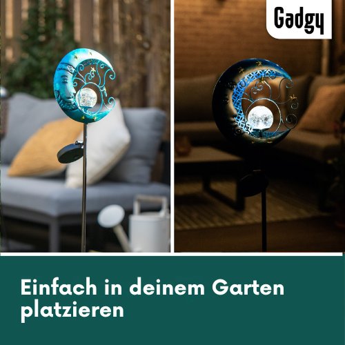 Gadgy - Solar Garten Licht Mond mit Garten Fackel - Outdoor - Garten, Terrasse & Balkon - Blau