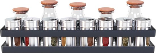 Noswo Kräuterregal zum Aufhängen - Kräuterregal für Kräutertöpfe - Küchenregal zum Aufhängen - 40 cm - Schwarz