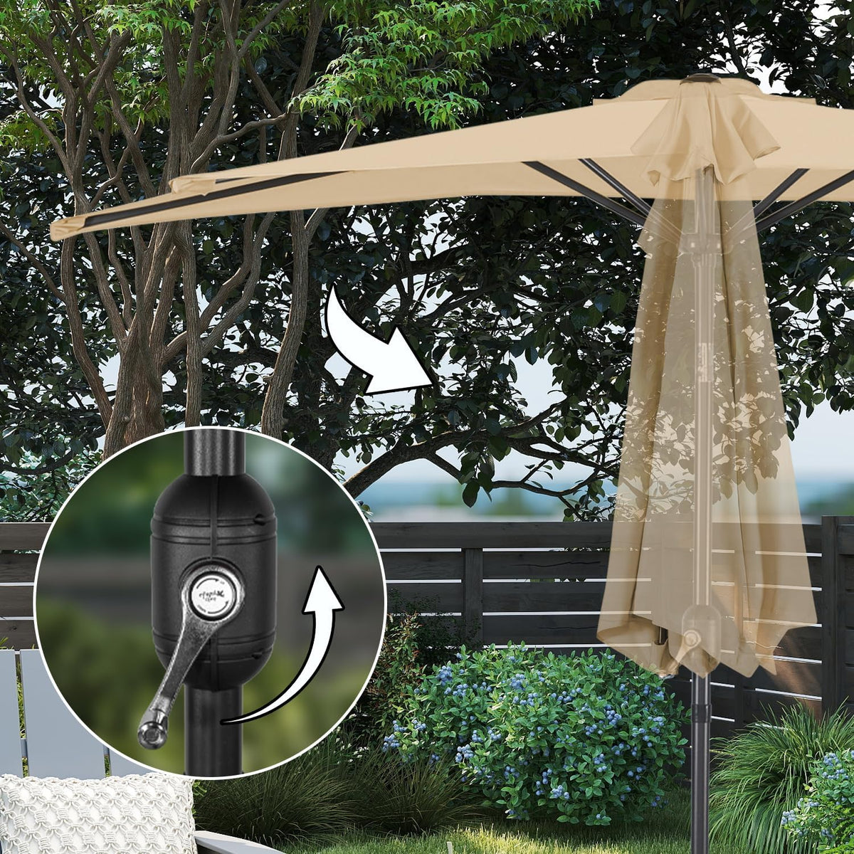 Angel Living Balkon-Sonnenschirm - halbrund - 265 x 132 cm - Beige