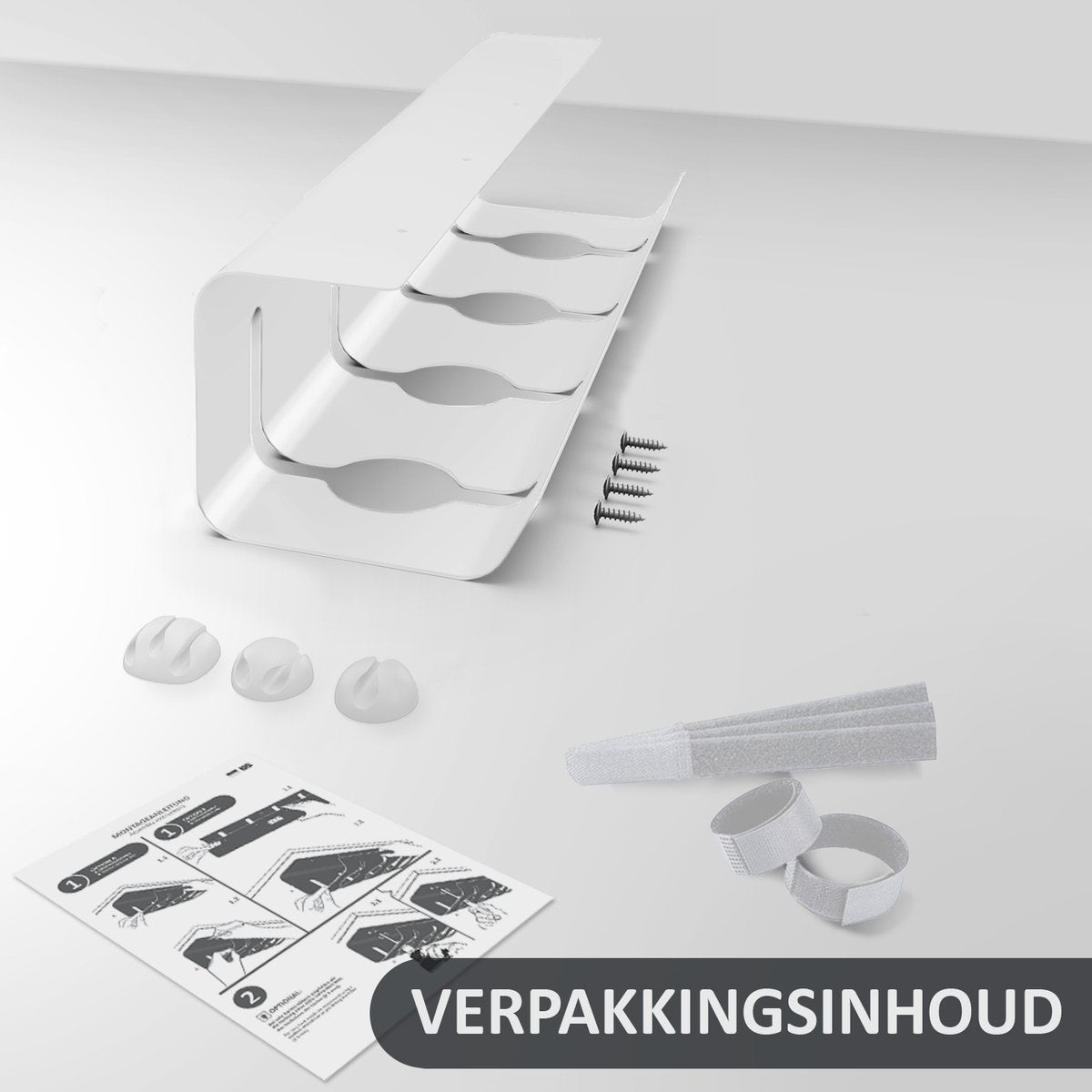 Stilemo Cable Tray Desk - Kabelhalter 43 CM - Kabelorganisator 5 KG Tragfähigkeit - Weiß