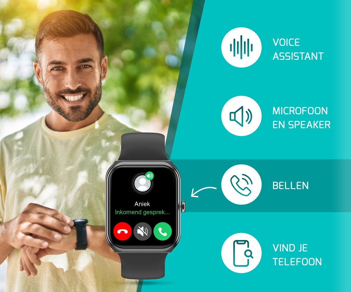 FITAGE Smartwatch - Schrittzähler - Sportuhr - Schwarz
