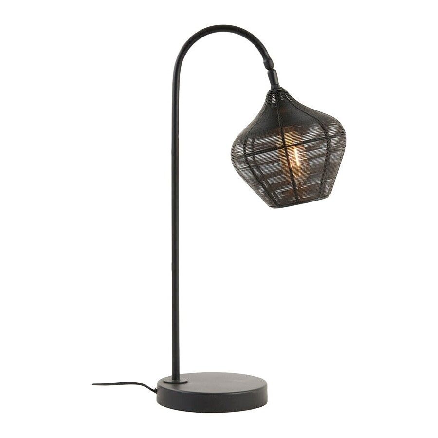 Light & Living Tischleuchte Bendigo - Industrielle Bogenlampe - Mattschwarz - E27 - 61 cm hoch