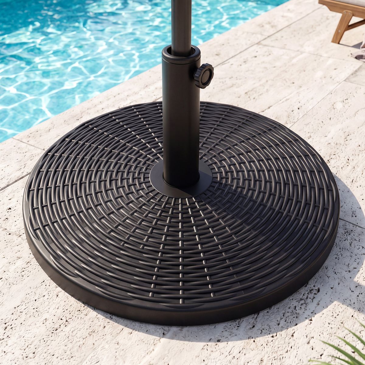 Coast Sonnenschirmständer – Rattan-Optik – mit Betonfüllung – für Sonnenschirmstangen 38/48 mm – schwarz