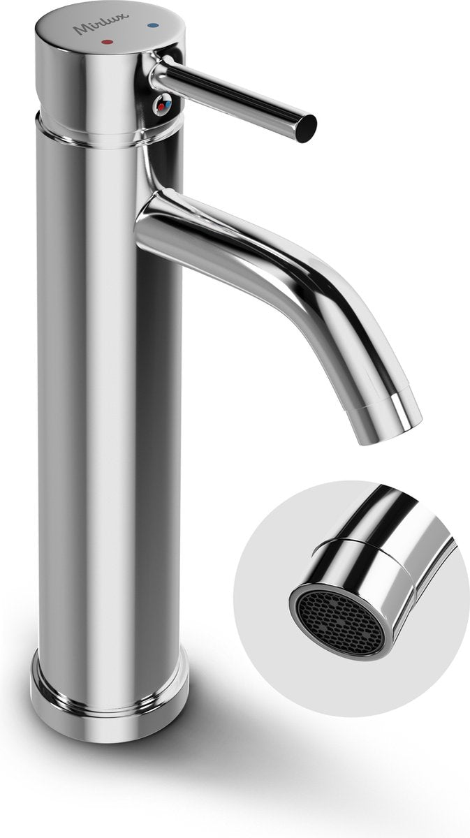 Mirlux Waschtischarmatur Chrom 29,5 x 17,2 x 5 cm - Badarmatur Kalt- und Warmwasser - Waschtischarmatur/WC-Armatur