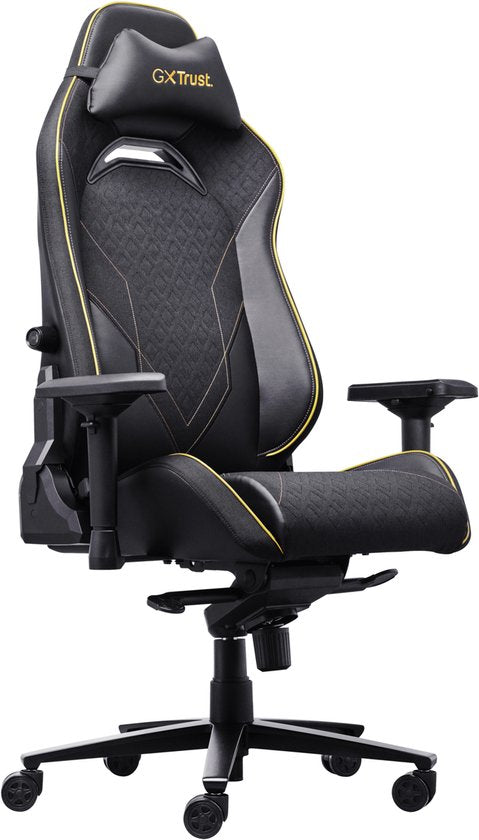 Trust GXT 721 Ruya Pro – Hochwertiger, bequemer Gaming-Stuhl – 4D-Armlehnen – Integrierte Lendenwirbelstütze – Belastbar bis 150 kg – Schwarz