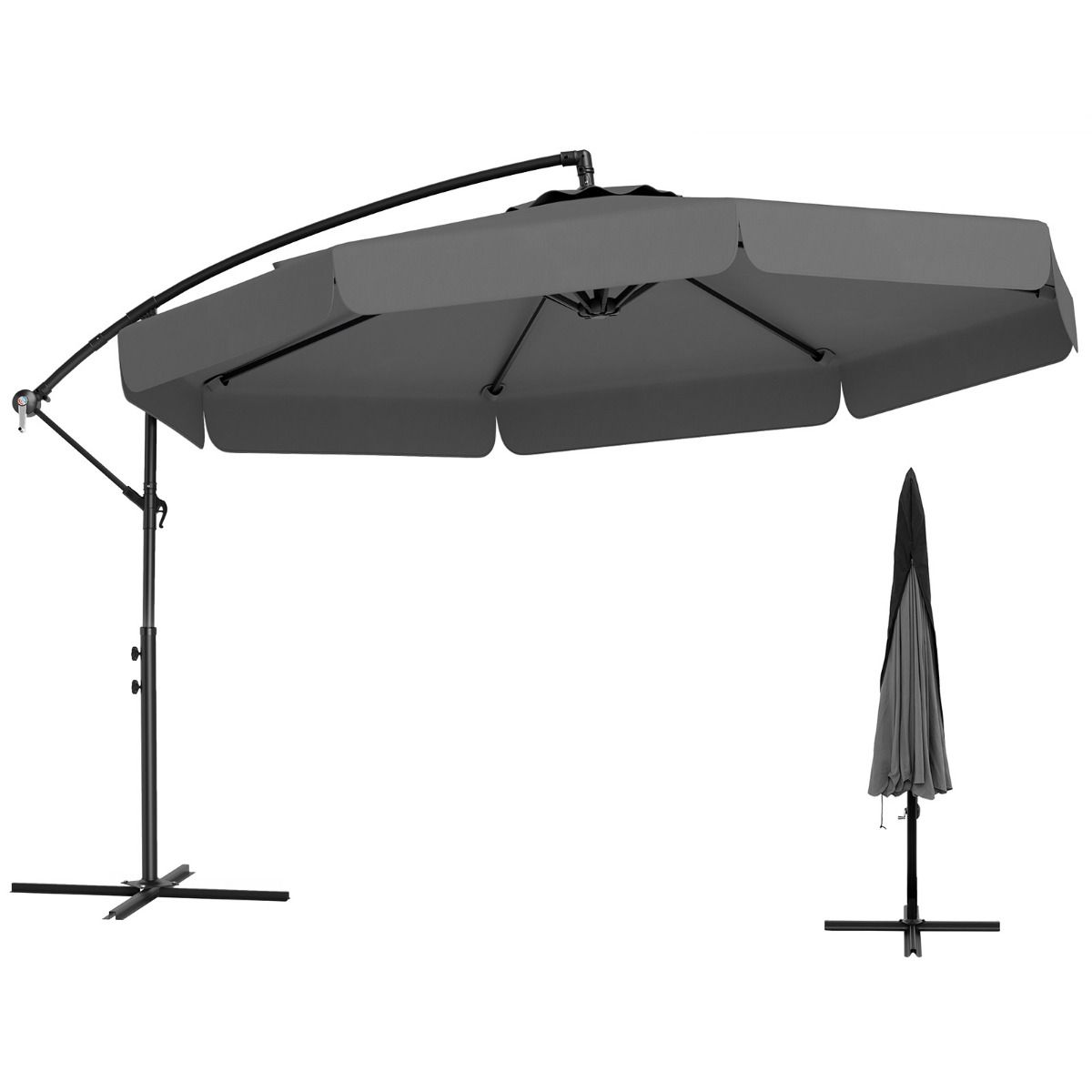 Coast Floating Parasol 305 cm mit Schutzhülle und Volant - Grau