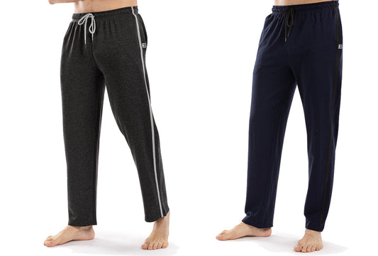 Milanoro 2pk Loungewear lange Hosen Marine - Dunkelgrau Größe S