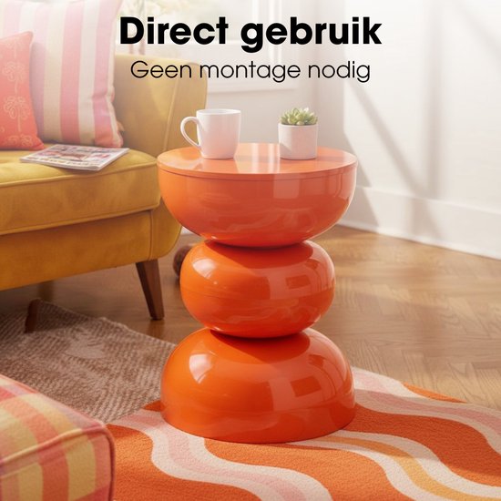 Mica Decorations Luna Tisch – Beistelltisch mit offenem, rundem Design aus robustem Eisen – Minimalistischer Couchtisch für den Innenbereich – Nachttisch für kleine Räume – H 46 x Ø 32 cm – Orange