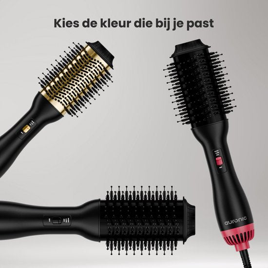 Auronic 4-in-1 Haartrocknerbürste - Airstyler - Kämme - Styles - Locken - Föhnen - 37 mm Lockenbürste - 360 Grad Luftstrom - Schwarz/Schwarz