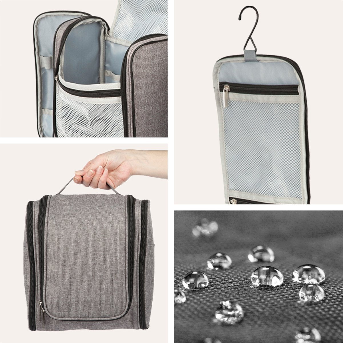 TRVLMORE Kulturtasche XL - Hängend mit Haken - Grau