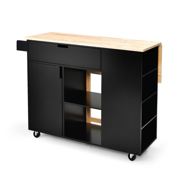 Coast Küchenwagen Servierwagen auf Rädern - Kücheninselwagen - 124 x 43 x 92 cm - Schwarz