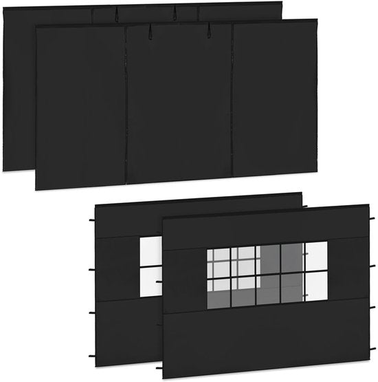 VONROC Seitenwand-Set – 3 x 4,5 m – Für Premium-Partyzelt PT502XX – Wasserdicht – UV-Schutz 50+ – Schwarz