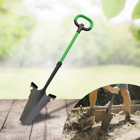 Hammersmith Rayzer Shovel Multifunktionale Gartenschaufel – Gartenschaufel für harten, steinigen Boden – Spezielle Schaufel mit integrierter Wurzelsäge und Soft-Touch-Griff – Extra breite Profilkante