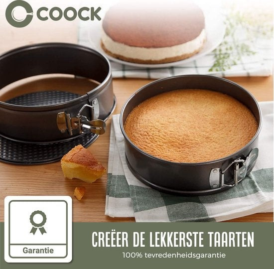 COOCK 4-tlg. rundes Springform-Set - Backform rund - Kuchenform - Backform mit Antihaftbeschichtung - Größen 12 bis 28cm - inkl. Teigschaber