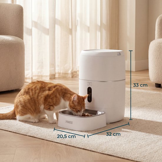Princess Automatischer Fressnapf – Smart 6 Liter – Katze & Hund – App-Steuerung – Geplante Fütterung – Edelstahlschale – BPA-frei – Rutschfest – Pufferbatterie – Futterautomat – Futterspender – 610060
