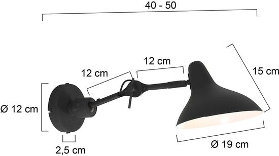 Wandleuchte Anne Light & Home Kasket – Schwarz