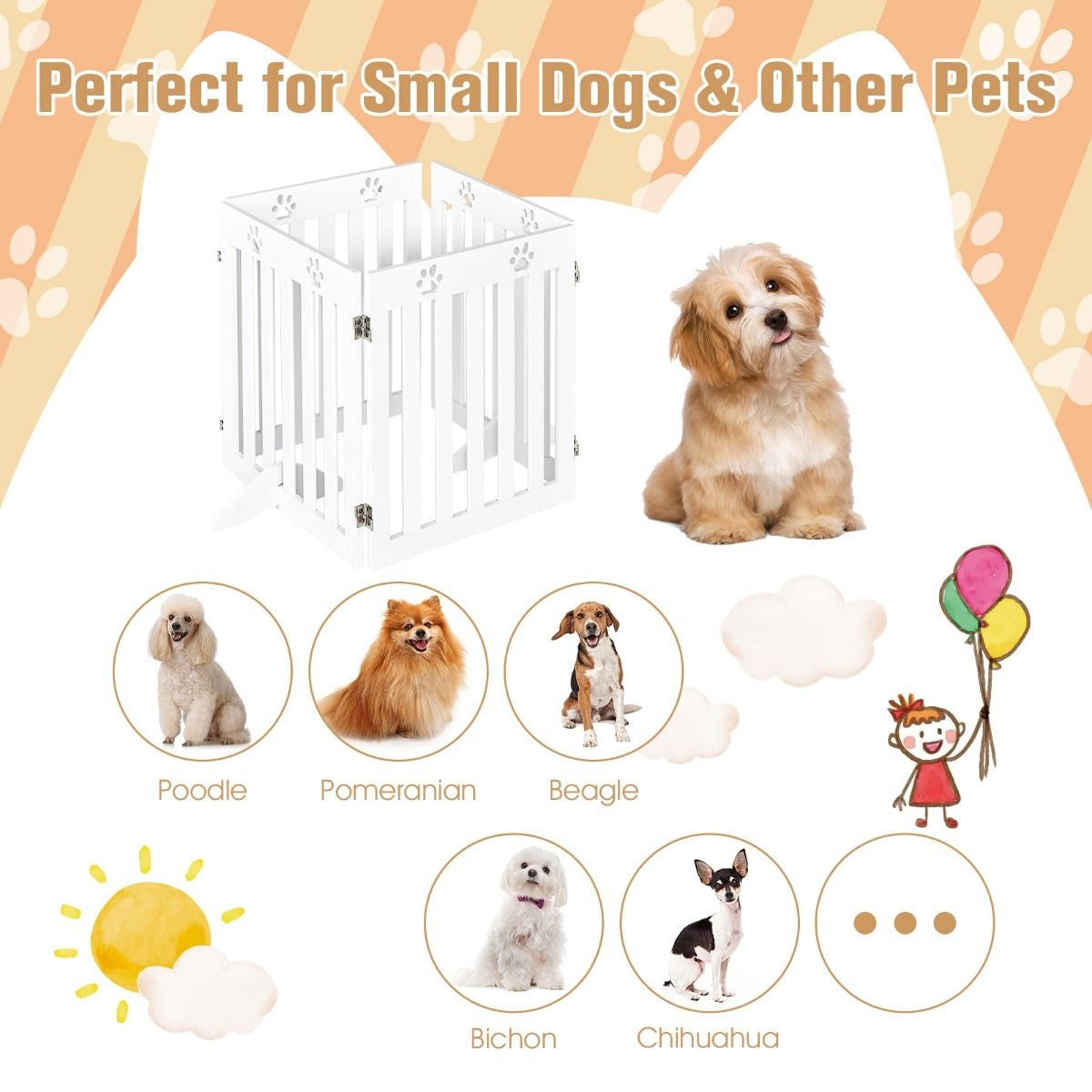 Coast Pet Fence - Holz - 60 cm - faltbar - Weiß