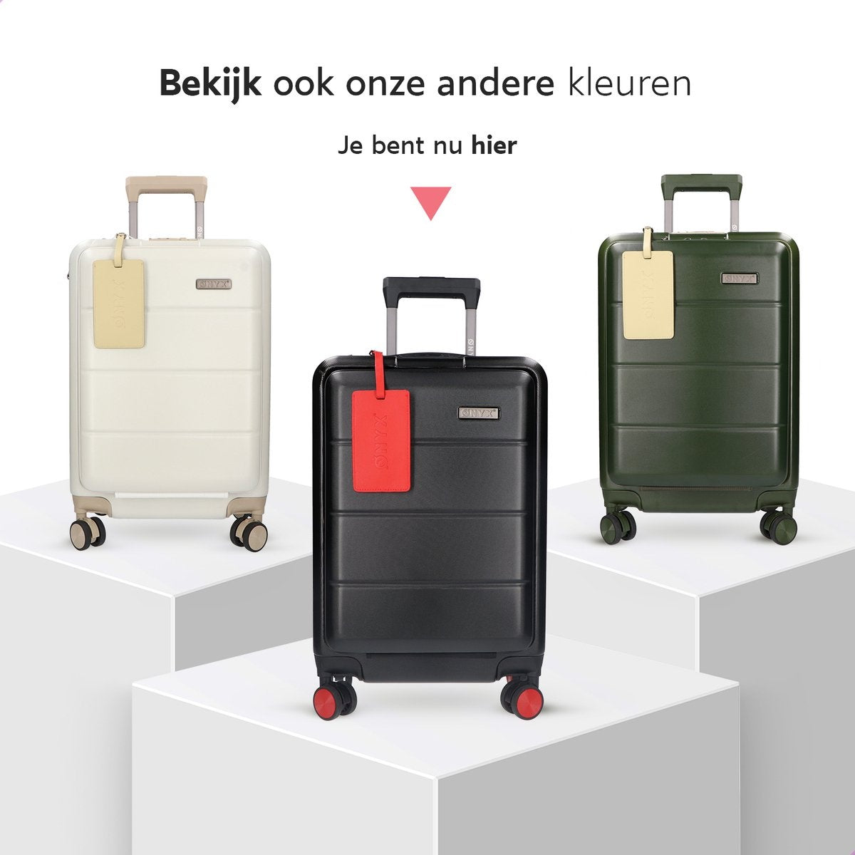 ONYX® - Handgepäck Koffer 35 L - Spinner-Räder - Leichter Trolley - Doppeltes TSA-Schloss - Praktische Vordertasche - 55 cm - Schwarz