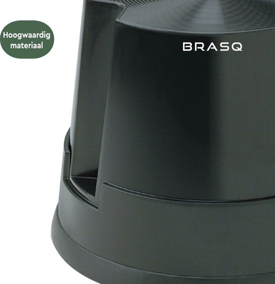 BRASQ Tritthocker aus schwarzem Kunststoff Essential ST100, Tragkraft 150 kg, Tritthocker, Elefantenfuß, Bürostuhl, Treppe, Rolltreppe, Hocker
