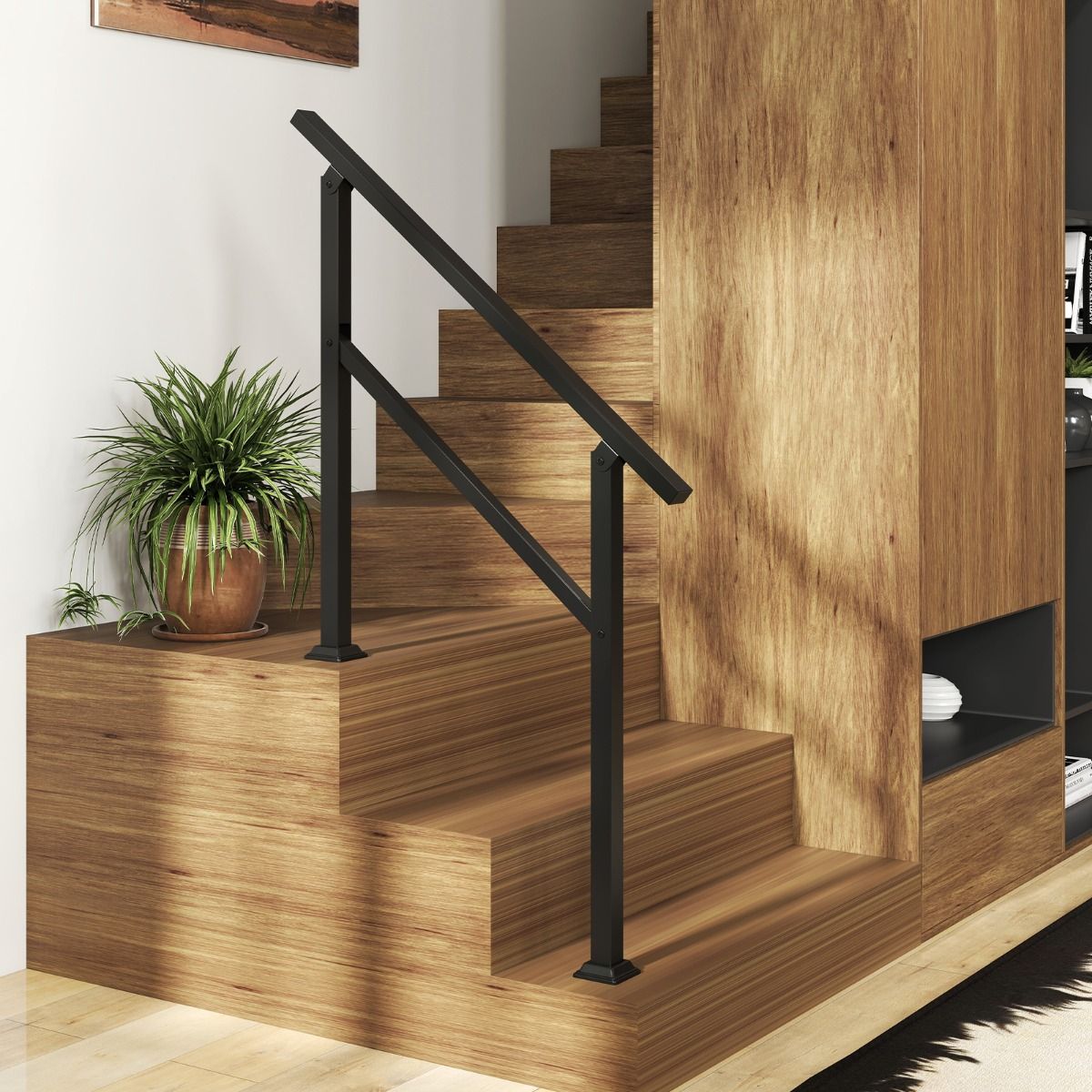 Coast Metall-Treppengeländer für den Außenbereich – verstellbarer Winkel 44° – 150 kg Tragkraft – Schwarz