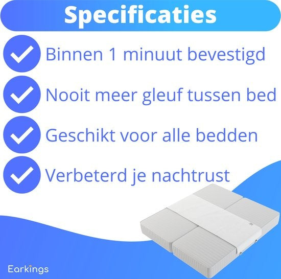 Earkings Bett Binder - 235x50cm - Weiß