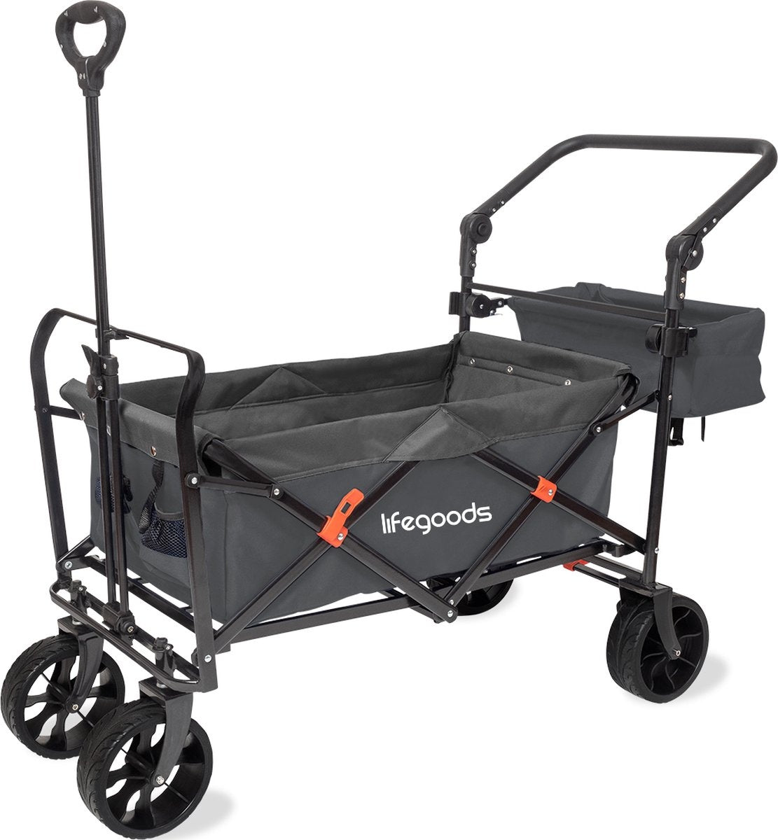 LifeGoods Wagon - faltbar - bis zu 120KG - 90L - waschbares Polyester - 120x80cm - Grau