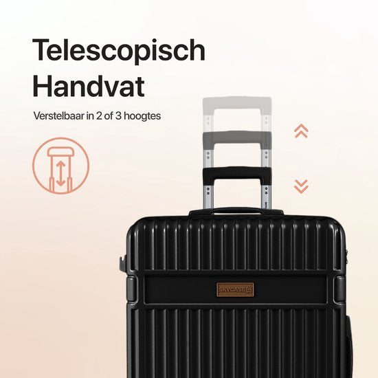 SKYCASES Classic Heritage - Großer Reisekoffer - TSA-Schloss - 76x52x30 cm - 100L - XL-Rollkoffer - 360° geräuschlose Rollen - Leichtgewicht - Trolley - Schwarz