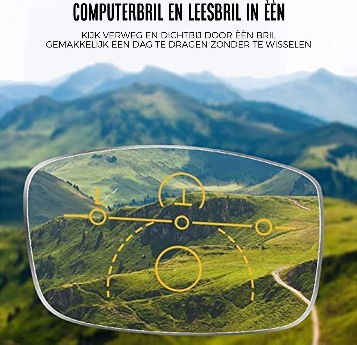 Shine® Anti-Blaulichtbrille 1.00 - Multifokale Computer- und Lesebrille - Unisex - Blaulichtfilter - inkl. Etui & Tuch