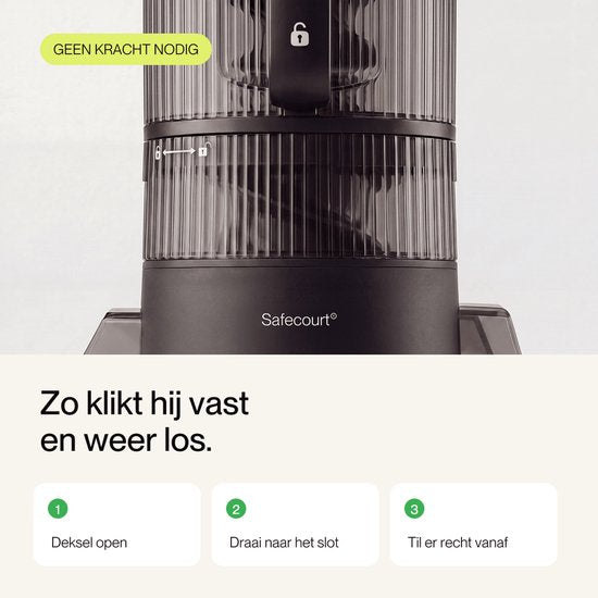 Safecourt Kitchen Slow Juicer XXL – leistungsstarker Motor [Vorschneider & Kaltpress-Technologie] – einfache Reinigung – BPA-frei – Entsafter, schwarz