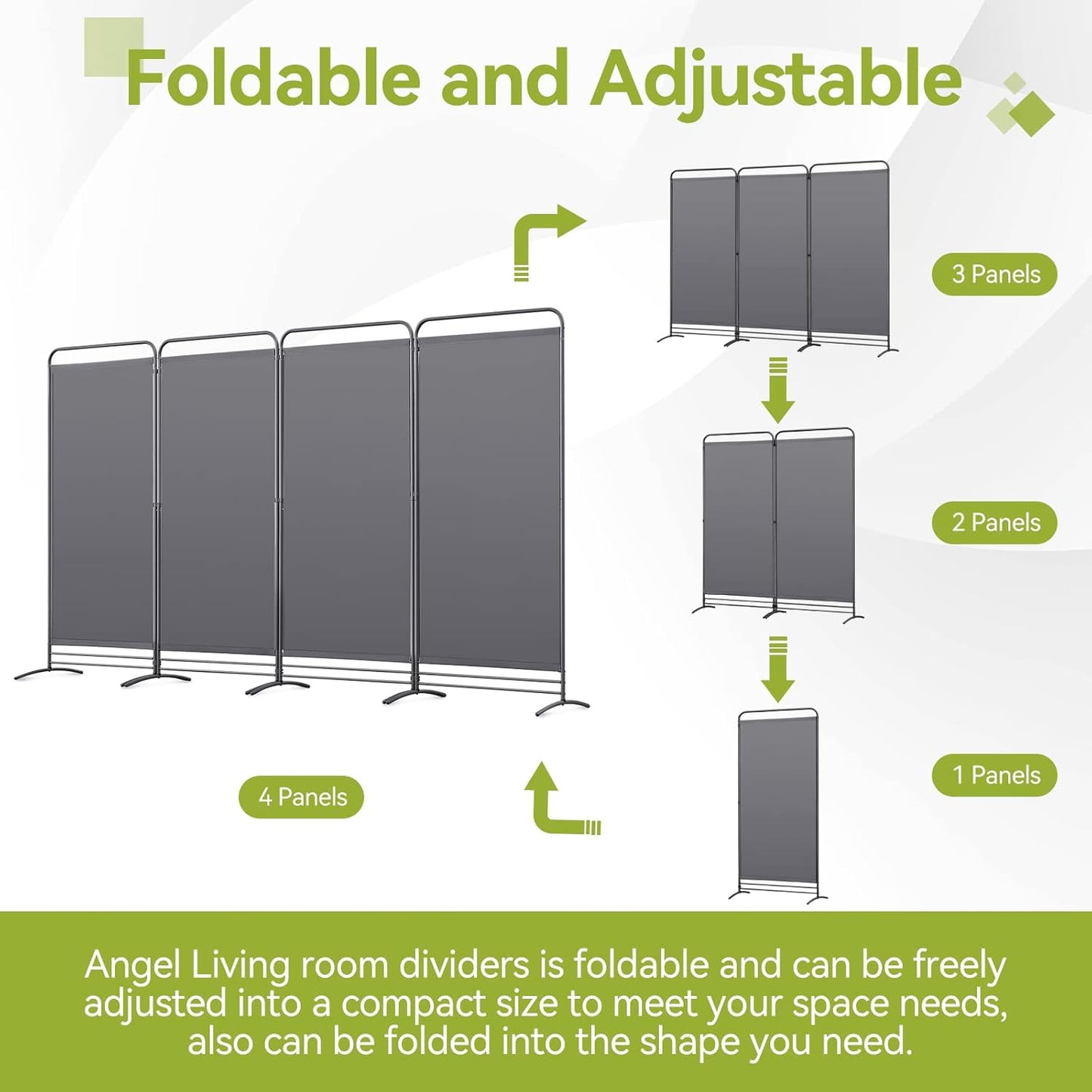Angel Living Faltwand - 4 Paneele - 324 x 180 cm - Grau