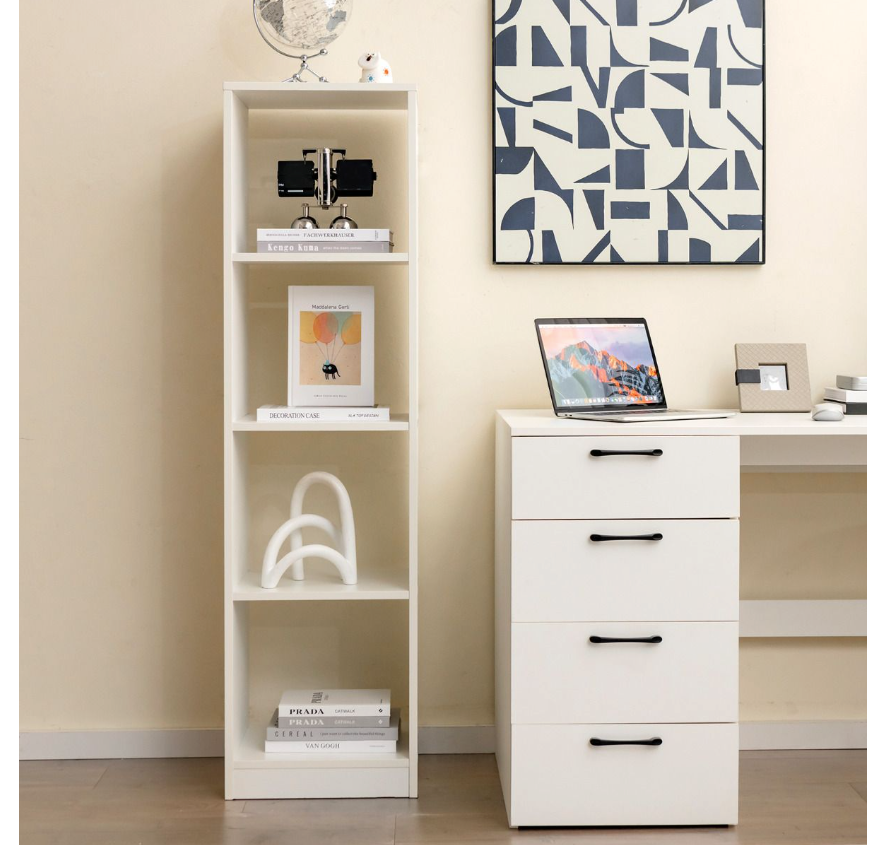 Coast - Stehendes Bücherregal - 4 Würfelfächer, Max. 75 kg - 38 x 33 x 142 cm - Holz - Weiß