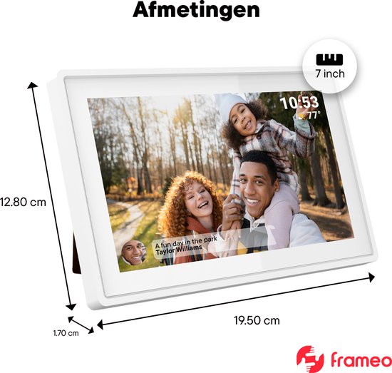 Denver Digitaler Fotorahmen 7 Zoll - Frameo App - Fotorahmen WiFi - IPS Touchscreen - 8GB - PFF725W
