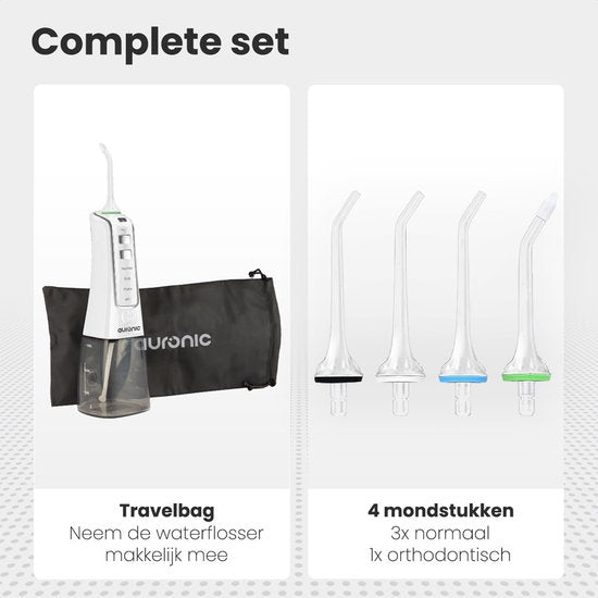 Auronic Water Flosser 300 ml - 4 Aufsätze - Weiß