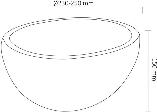 Differnz Waschschüssel Bali Ø23-25 cm - Waschbecken aus Naturstein ohne Überlauf - Waschbeckenoberfläche - Waschbecken runde Form - Badezimmerzubehör - Grau