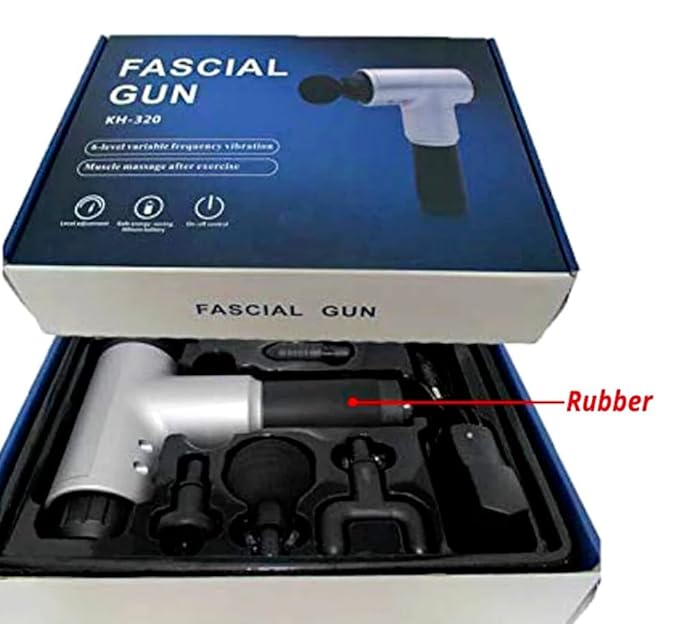 FASCIAL GUN KH-320 Tragbare elektrische Muskel- und Körpermassagepistole mit 6 Geschwindigkeiten, zur Schmerz- und Stresslinderung mit 4 Massageköpfen (Multi)