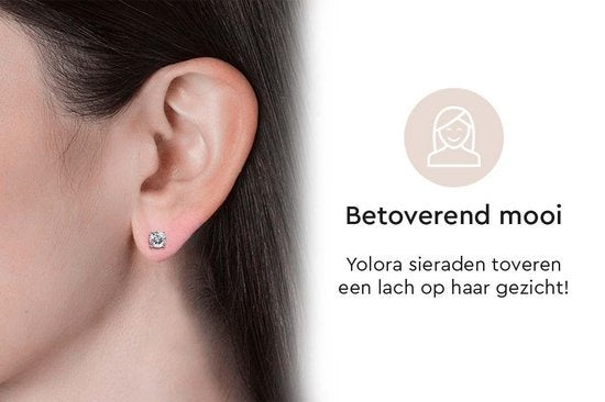 Yolora Damen Ohrringe - Runde Kalpa Camaka Kristalle - Silber - 18K Weißgold vergoldet - Damen Ohrstecker Silber - Ohrstecker - Schmuck - Luxus Geschenkbox - Geschenkbox - Schöne Geschenkverpackung - Geschenk zum Muttertag