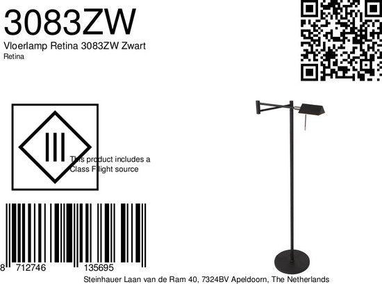 Steinhauer - Stehleuchte - Retina - schwarz - Glas Metall - Designleuchte - LED - 3083ZW