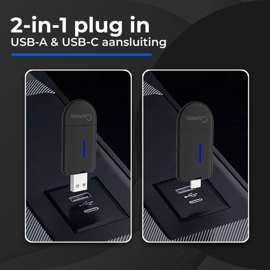CarMe Mini 2-in-1 CarPlay Dongle - USB-A & USB-C - Drahtloses CarPlay & Android Auto - Android Auto Dongle - Schwarz