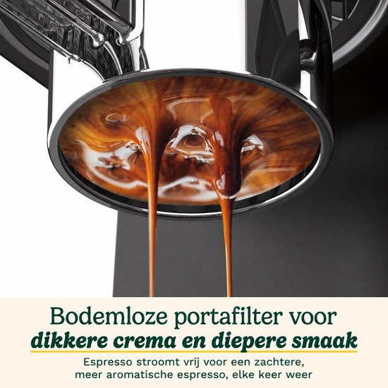 Cuisinart Slim Espresso-Kolbenmaschine für Espresso Americano und Cold Brew mit integriertem Milchaufschäumer für Latte und Cappuccino, 15 bar Druck, Portafilter ohne Boden, kompaktes Design, geeignet für Reisebecher, 1,5 l Wassertank