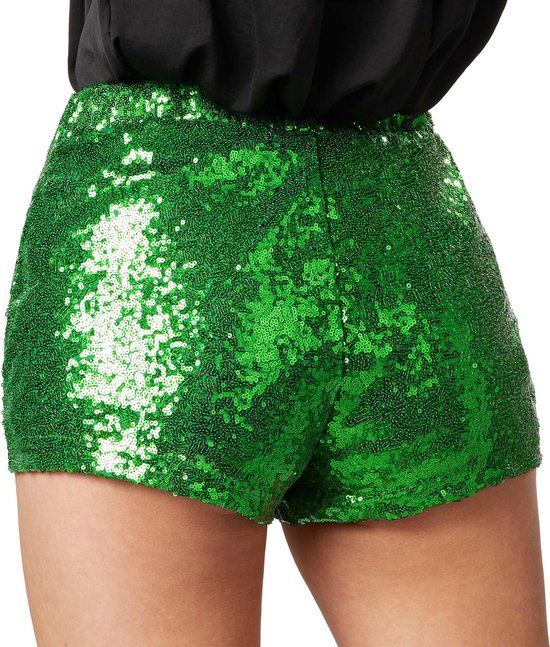 Dressforfun Faschingskostüm Pailletten Shorts Grün – Damen – Größe XL