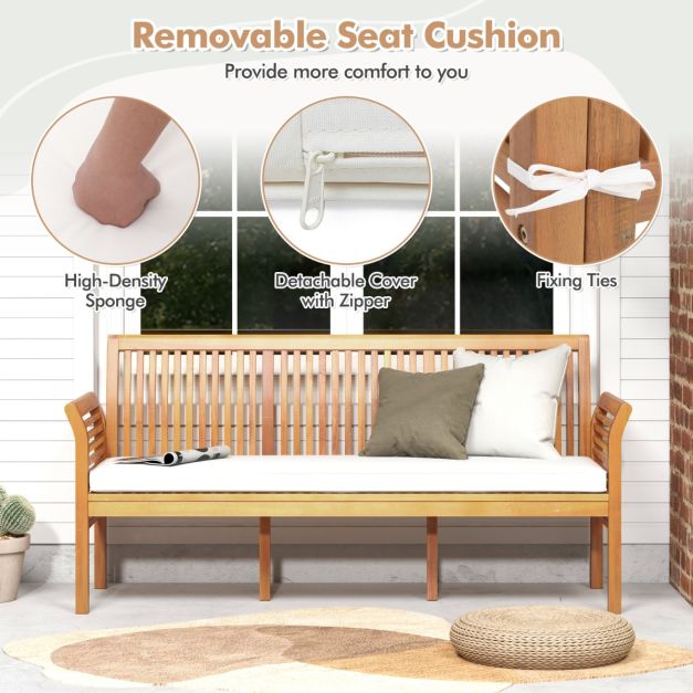 Coast 3-Sitzer-Gartenbank aus Akazienholz mit Kissen – 159 x 59 x 77 cm – Naturfarben