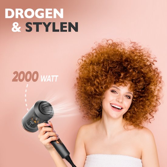 VAIVE Ionic Hairdryer mit Diffusor - Haartrockner 2000 Watt - Haartrockner mit Coolshot - 3 Einstellungen