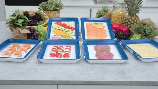 Livington Flex & Fresh Frischhalteplatten, 2er-Set – mehr Platz dank ausklappbarem Deckel – spülmaschinenfest – Klickverschluss und Dichtungsring – stapelbar – hält Lebensmittel lange frisch