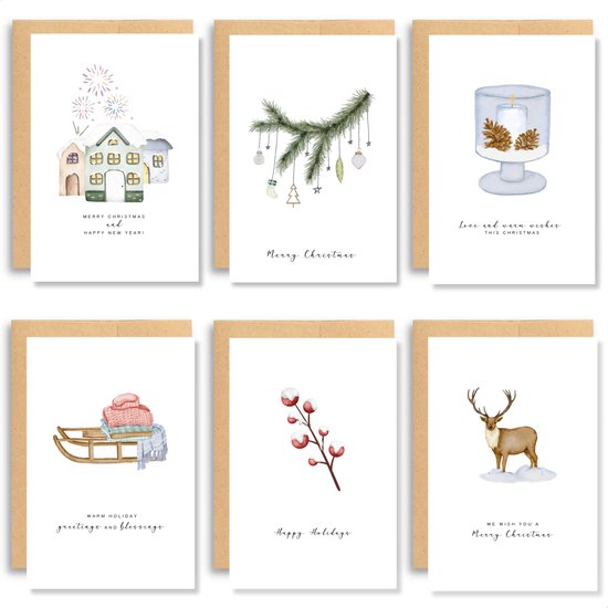 Partizzle 36x Luxus Weihnachtskarten mit Umschlägen Set - Neujahrskarten - 2025 Kollektion / 12 Designs