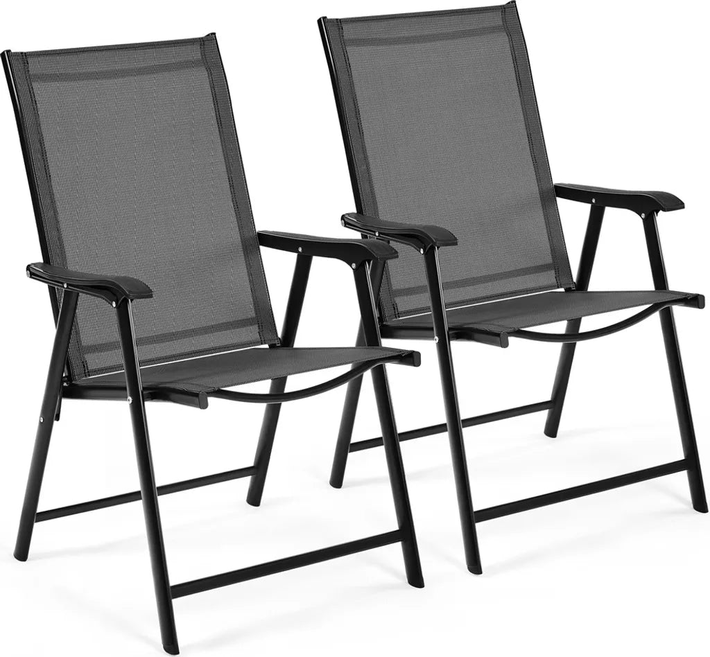 Yaheetech Gartenstühle - 2er Set - klappbar - hohe Rückenlehne - belastbar bis 150 kg - Schwarz